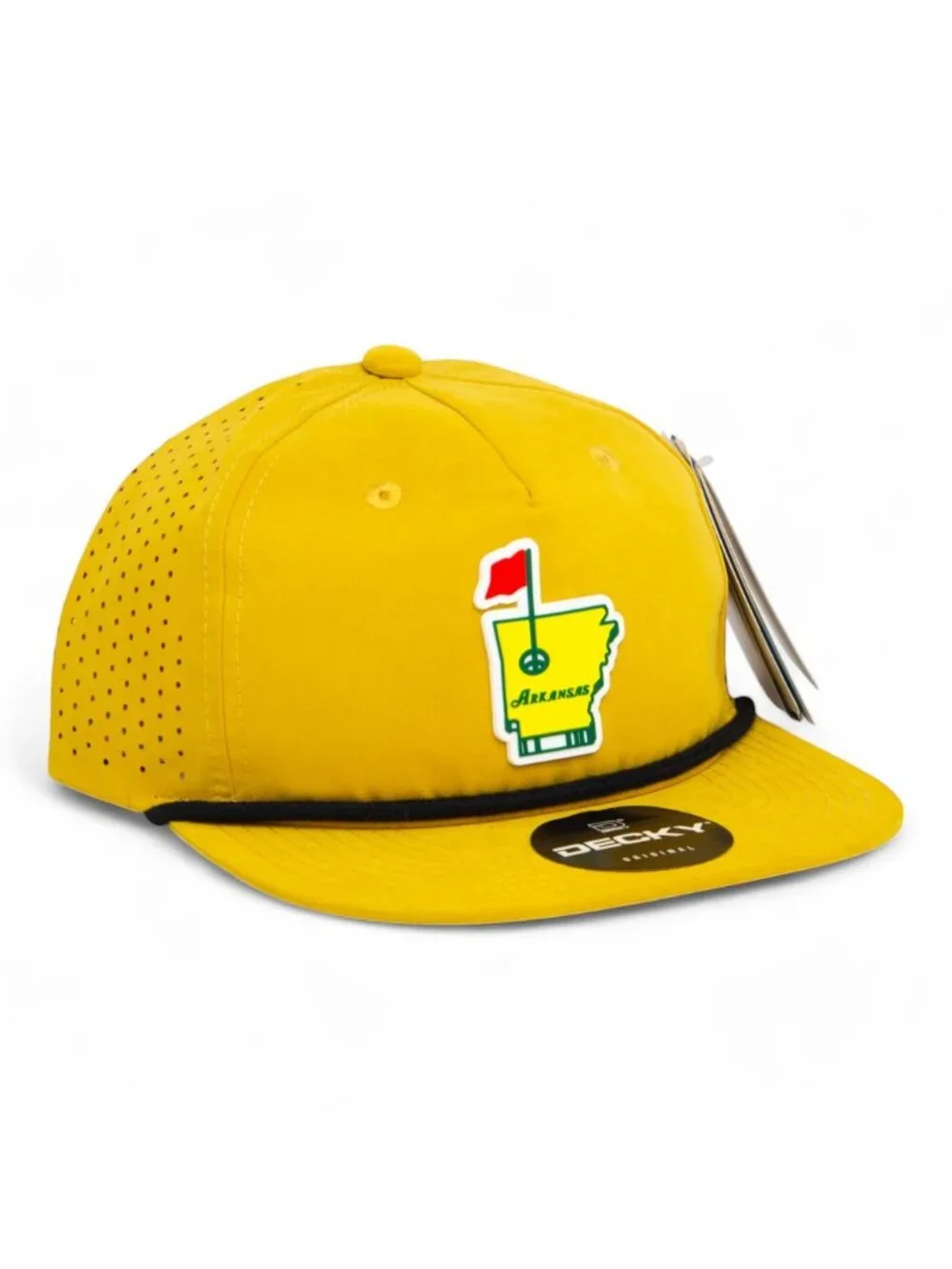 Arkansas Masters Golf 3D Perforated Rope Hat- Biscuit/ Black